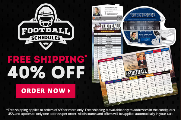 2021 FOOTBALL SCHEDULES - FREE Shipping - 40% Off - ORDER NOW