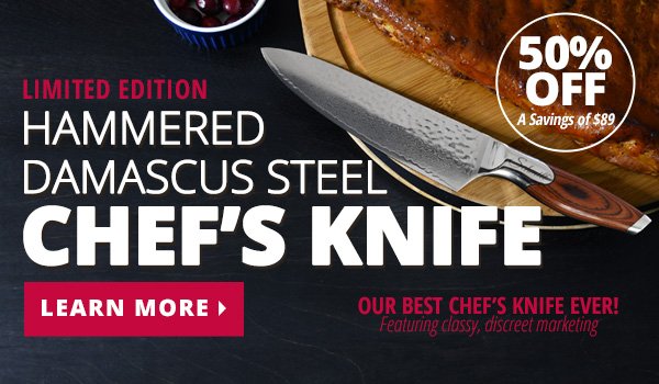 DAMASCUS STEEL CHEF'S KNIFE - 50% Off - LEARN MORE