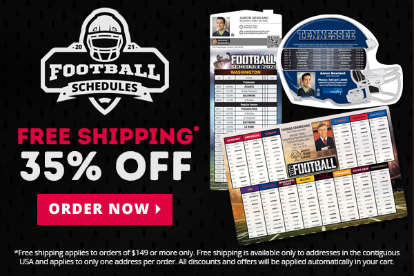 2021 FOOTBALL SCHEDULES - FREE Shipping - 35% Off - ORDER NOW